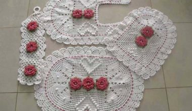 Çiçekli örgü klozet takımı