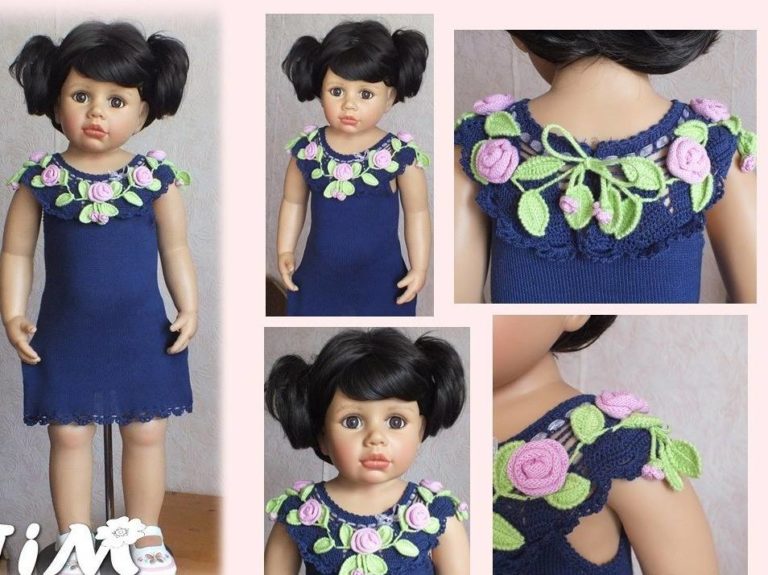 Lacivert çiçekli örgü elbise