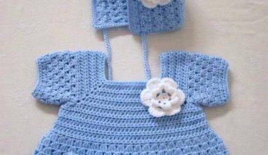 Mavi kız çocuk örgü elbise modeli