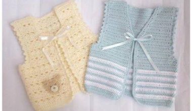 Tığ işi örgü bebek yelek