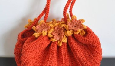 Turuncu örgü tığ işi çanta