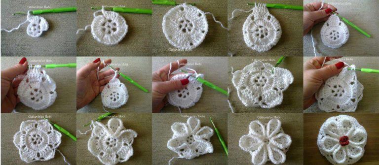 Beyaz örgü motifi yapımı