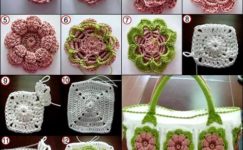Çiçekli örgü çanta yapımı