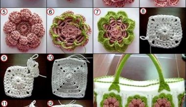 Çiçekli örgü çanta yapımı