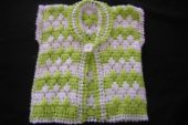 Yeşil beyaz renk örgü çocuk yelek
