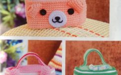 El örgüsü ile yapılmış makyaj  çantası