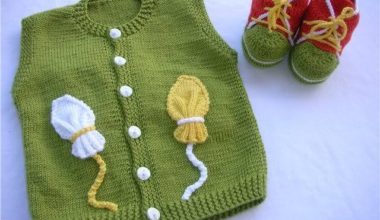 Yeşil örgü düz örgü çocuk yelek