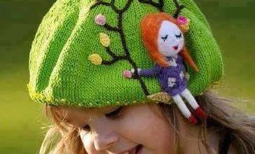 Yeşil bebekli örgü çocuk bere