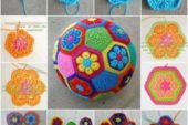 Renkli örgü motifleri ile top kaplama