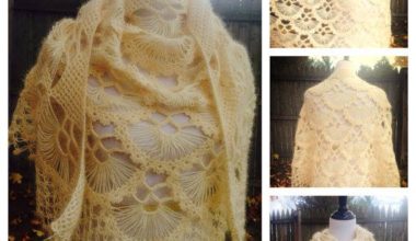 Krem rengi örgü bayan şal