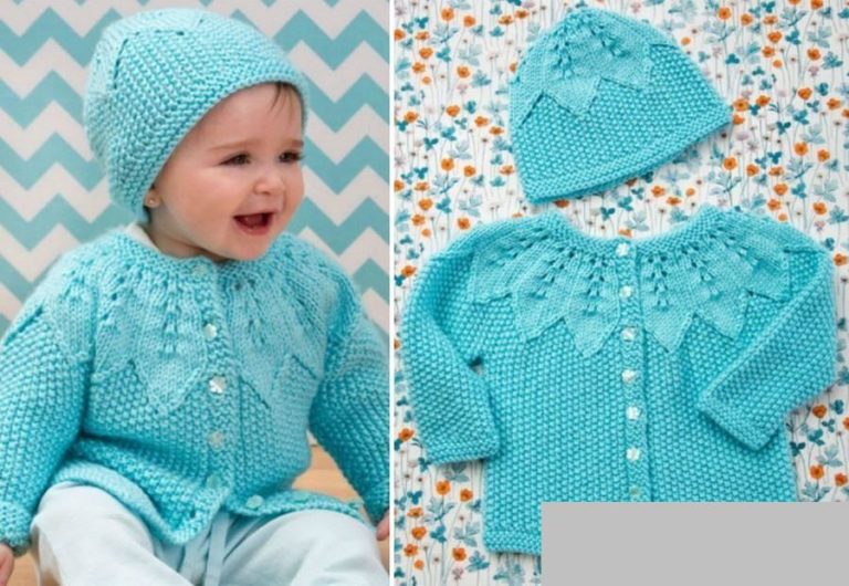 Yapraklı örgü hırka bere