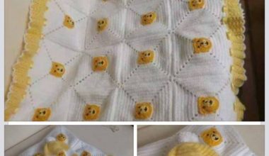 Ayıcıklı el örgüsü battaniye