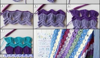 Renkli iplerden örülmüş farklı örgü teknikleri