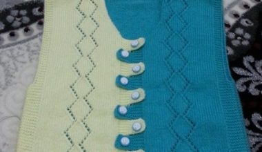 Mavi beyaz örgü çocuk yelek