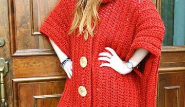 Kırmızı örgü bayan hırka