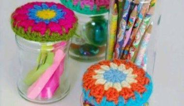 Kavanozlara kapaklarına örgü