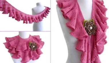 Pembe örgü boyunluk