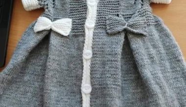 Gri beyaz örgü çocuk elbise