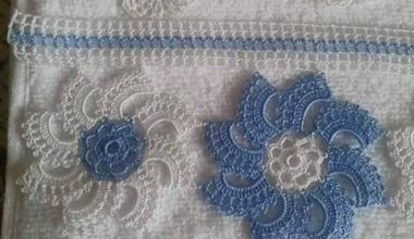 Mavi beyaz dantel havlu kenarı