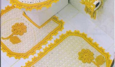 Sarı beyaz örgü klozet takımı