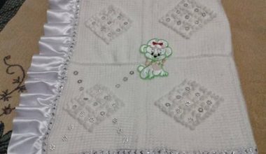 Tunus işi örgü beyaz battaniye