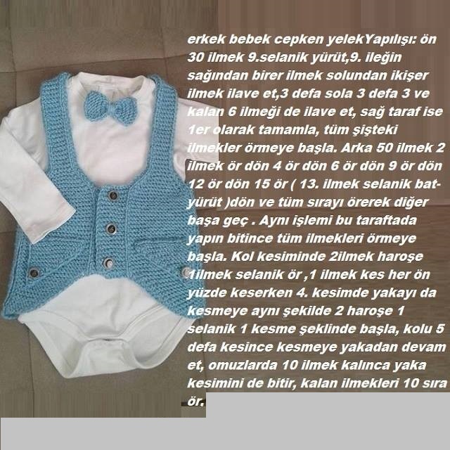 Mavi erkek çocuk örgü yelek