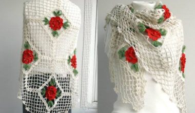 Çiçekli örgü şal modeli