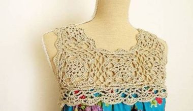 Elbise yakalarını dantel ile süsleme