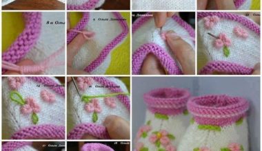 Çiçekli örgü çocuk patik