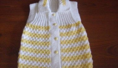 Sarı beyaz örgü kız çocuk yeleği