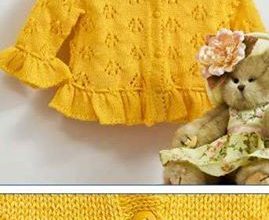 Sarı ajurlu örgü kız çocuk hırka