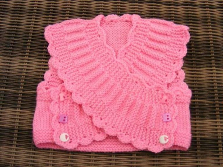 Pembe örgü kız çocuk yelek modeli