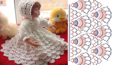 Kız bebekler için örgü beyaz elbiseler