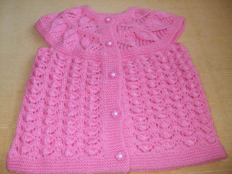 Pembe ajurlu örgü kız çocuk yelek
