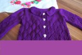 Mor kız çocuk örgü hırka