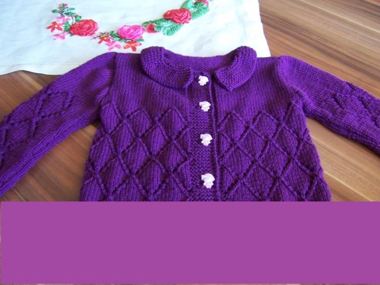 Mor kız çocuk örgü hırka
