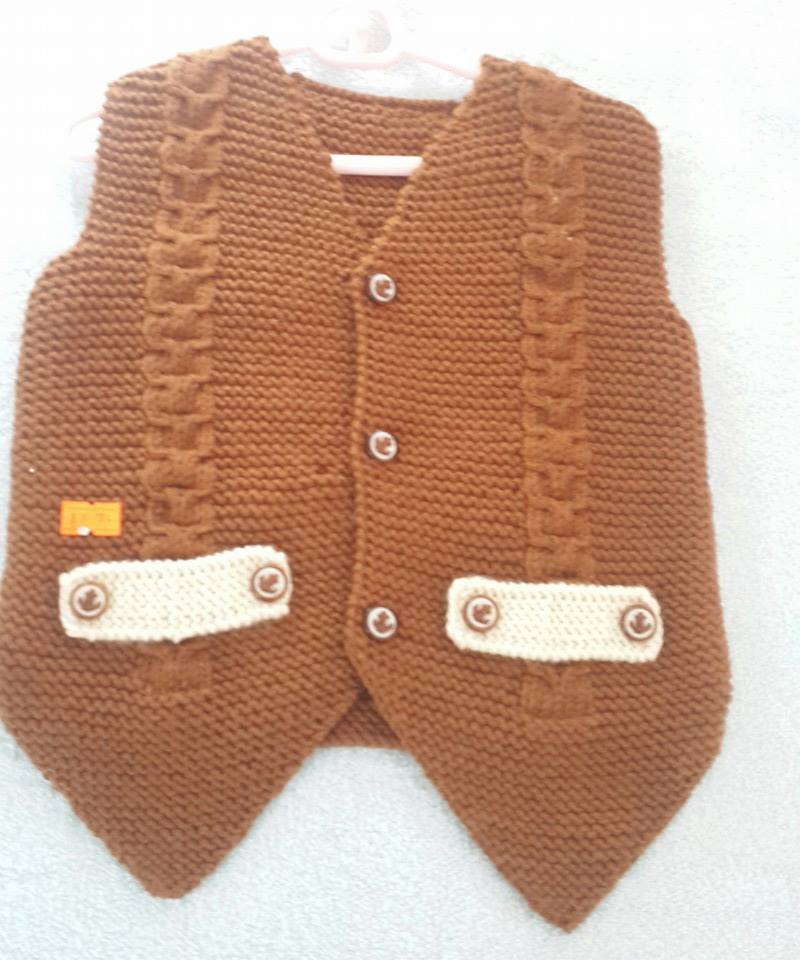 Kahverengi erkek çocuk örgü yelek modelleri Resimli Örgü Modelleri