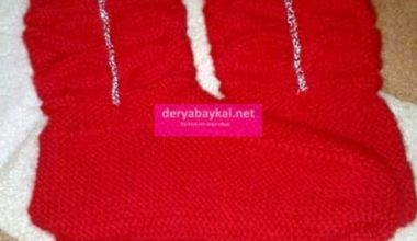 Kırmızı örgü bayan patik