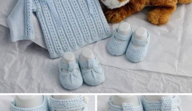 Mavi örgü çocuk kazak ve patik modeli