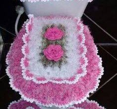 Çiçekli örgü klozet takımı