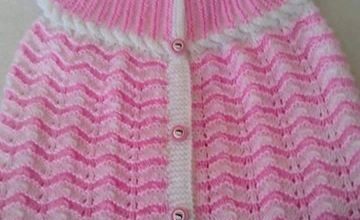 Pembe beyaz örgü kız çocuk yelek