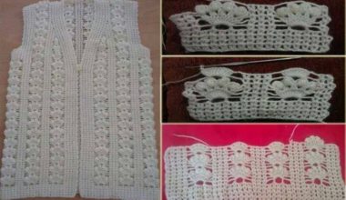 Beyaz tığ işi örgü bayan yelek