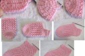 Pembe örgü bayan çorabı