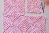 Pembe motifli örgü battaniye modeli