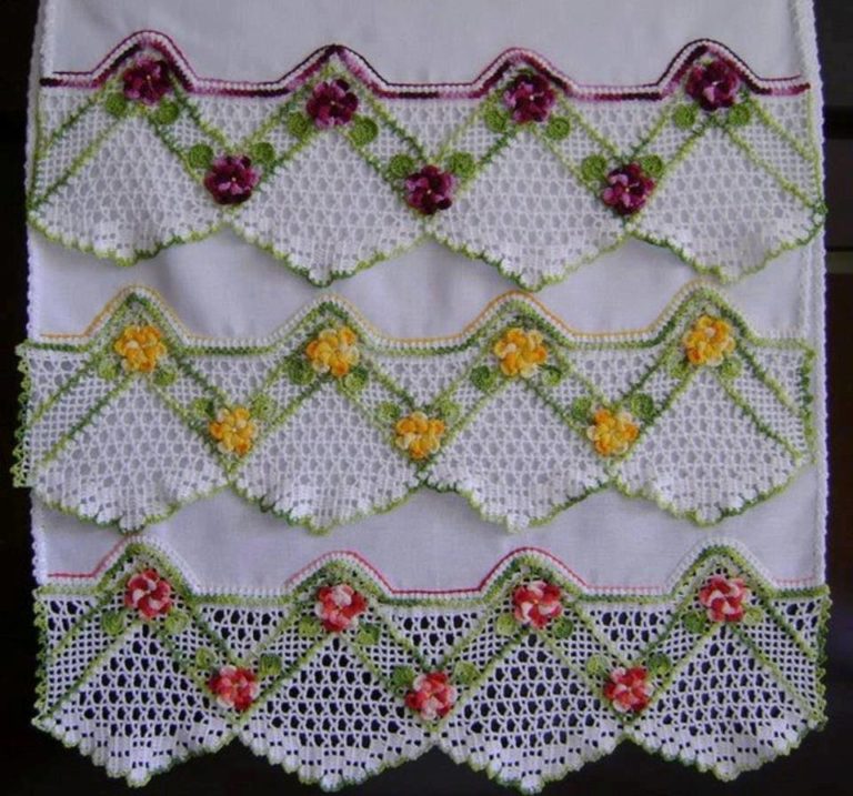 Renkli beyaz kenar danteli