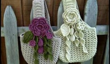 Çiçekli örgü çanta modeli