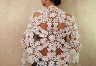 Beyaz bayan örgü şal