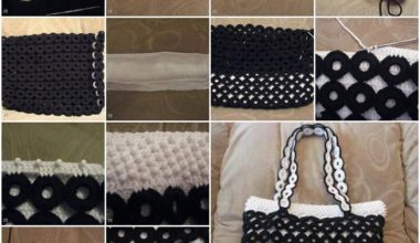 İki renkli tığ işi çanta