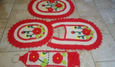 Renkli çiçekli örgü klozet takımı