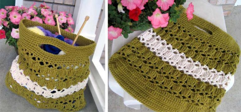 Yeşil beyaz örgü el çantası